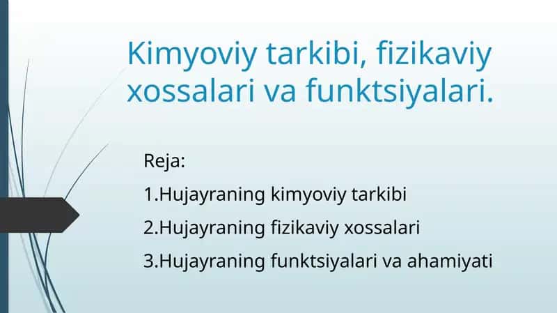 Hujayraning kimyoviy tarkibi 1