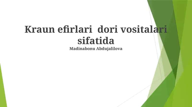 Kraun efirlari dori vositalari sifatida 1