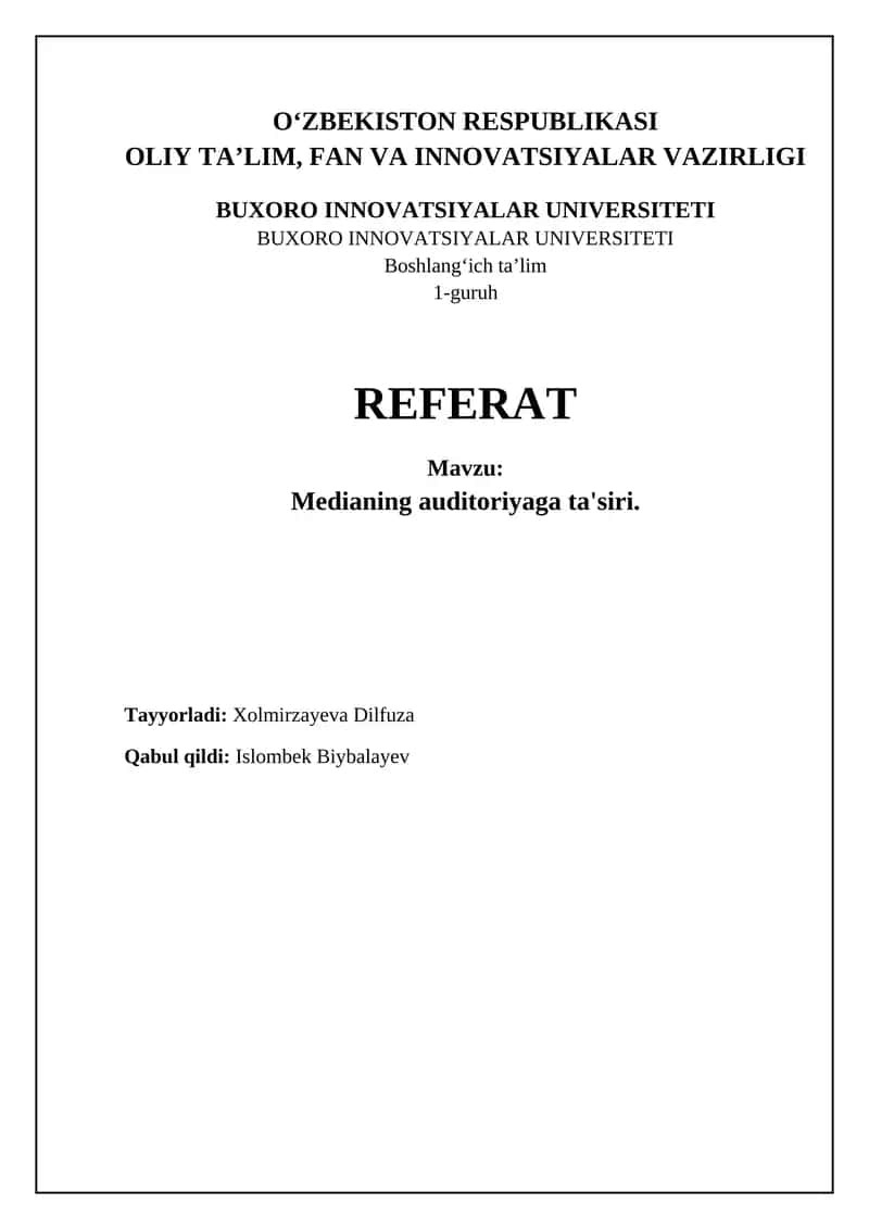 Medianing auditoriyaga ta'siri 1