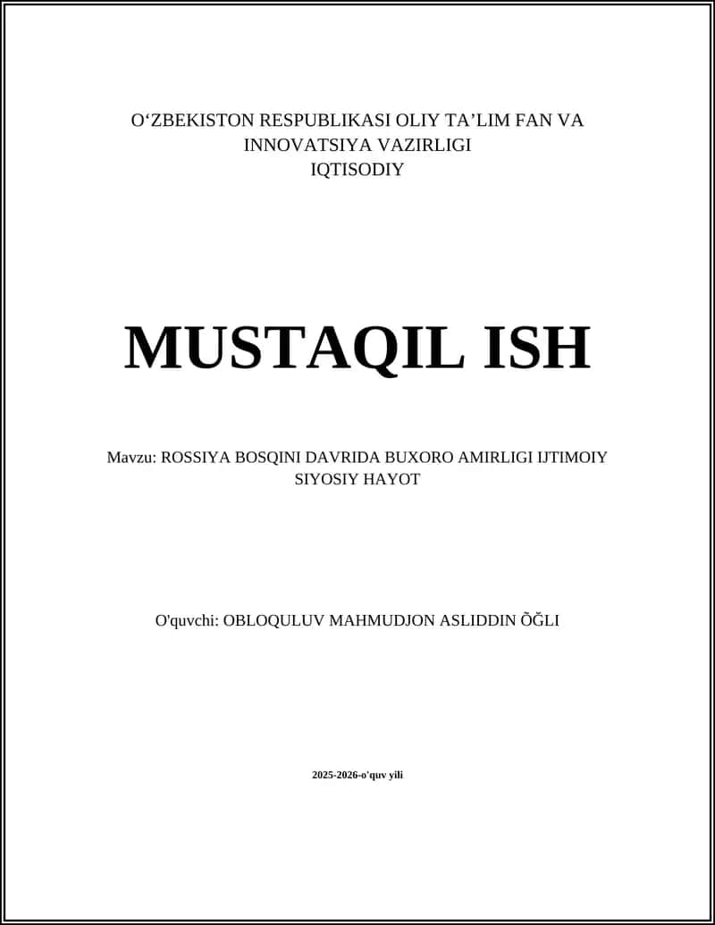Buxoro amirligining siyosiy tuzilishi 1