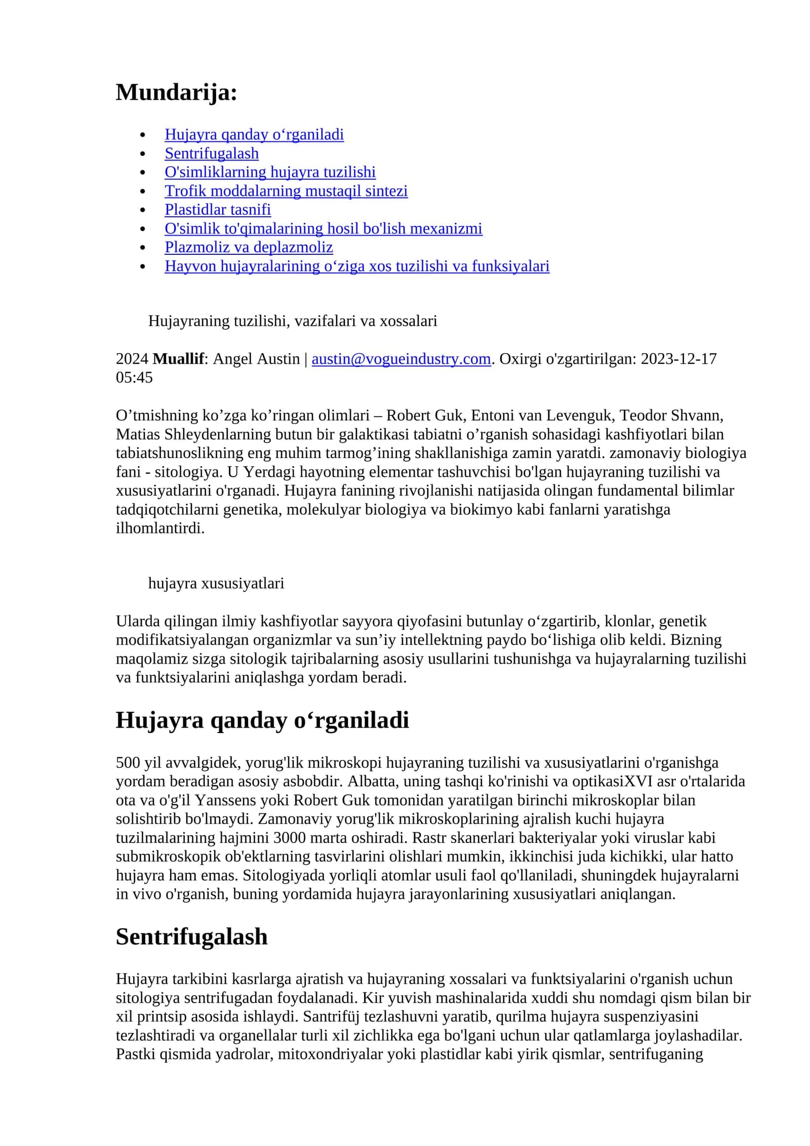 Hujayra qanday oʻrganiladi 1