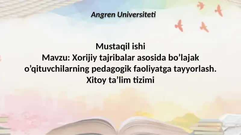 Xitoyta`limtizimi rivojlantiqo`chimata'limga 1
