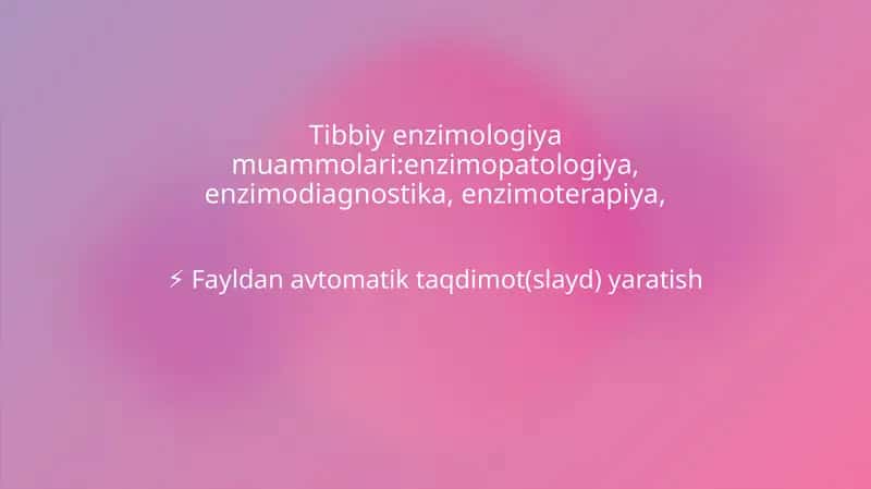 Tibbiy Enzimologiya Muammolari 1
