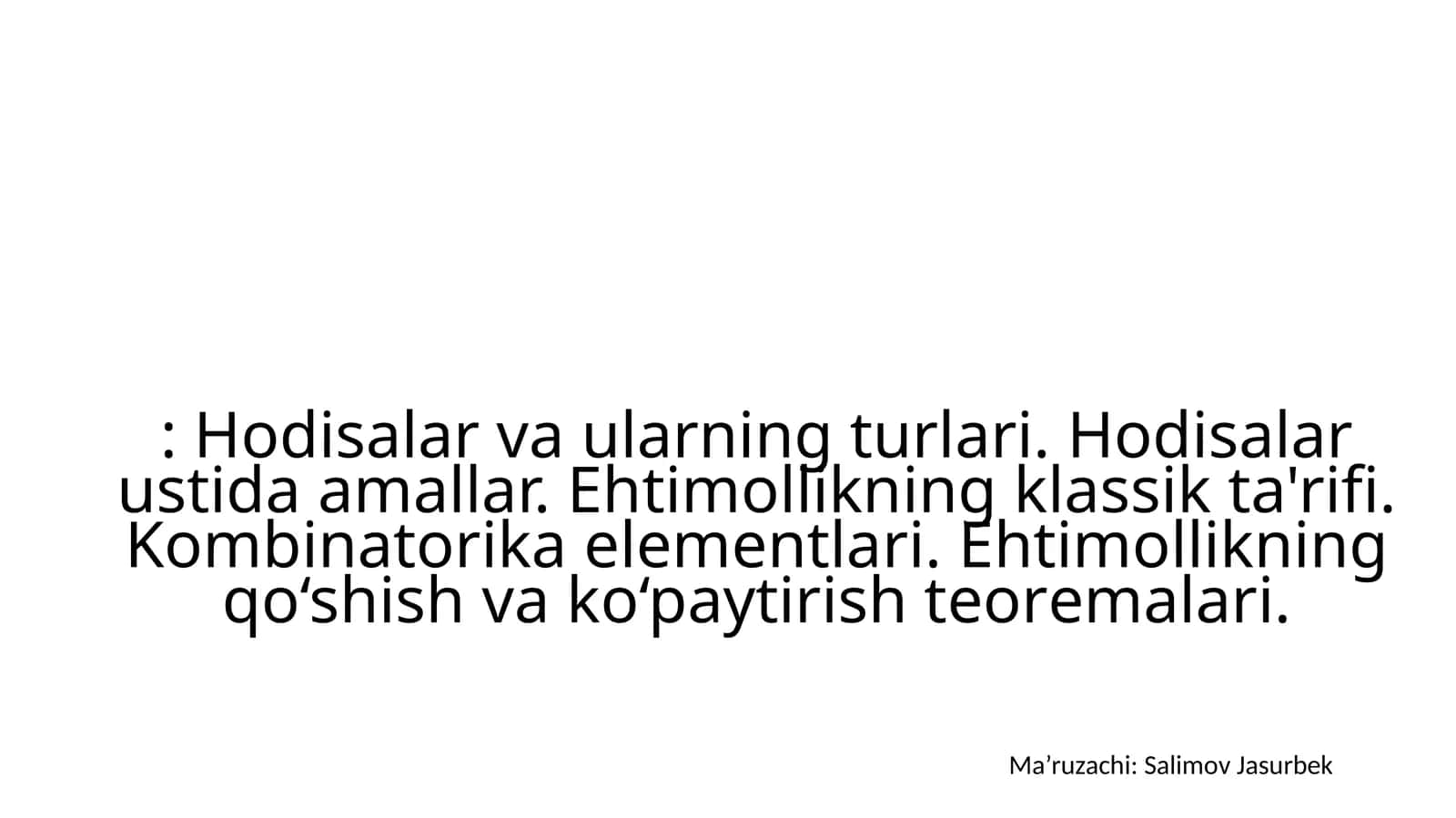 Hodisalar va ularning turlari 1