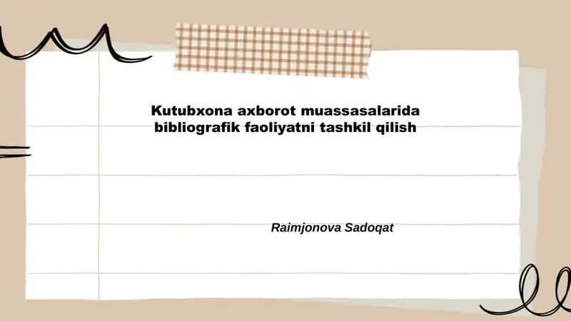 Bibliografik faoliyatni tashkil qilish 1