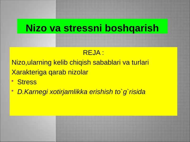 Nizo va stressni boshqarish 1