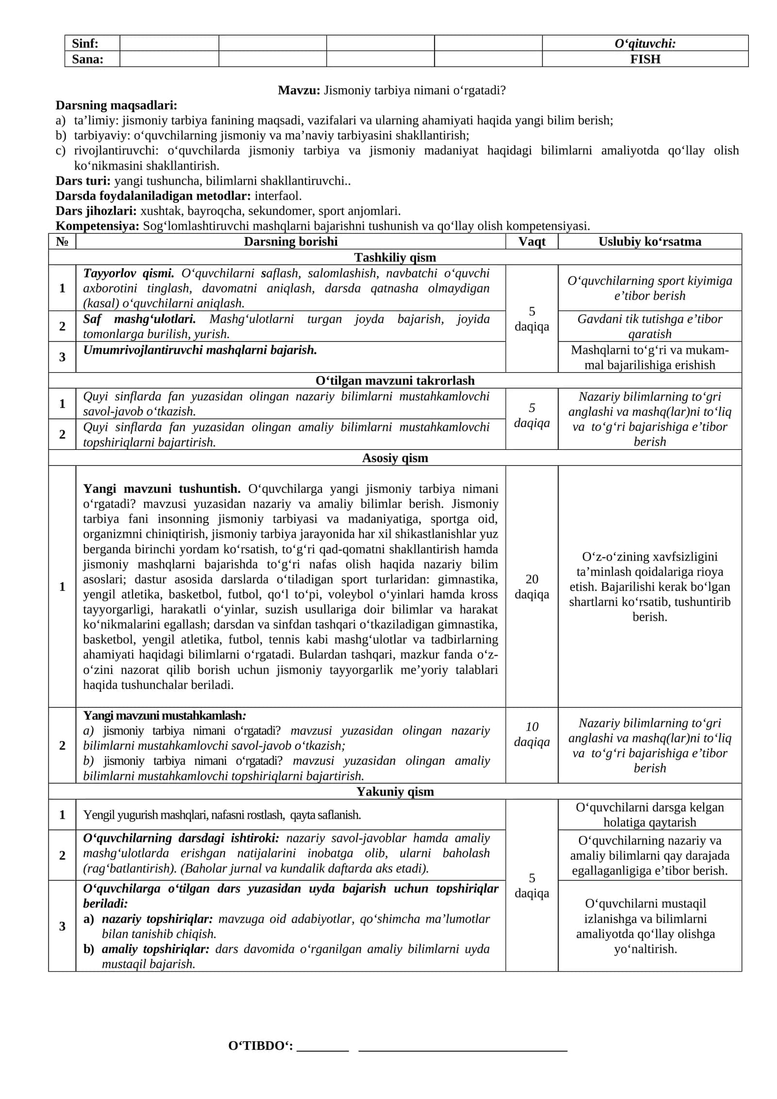 Jismoniy tarbiya nimani o‘rgatadi? 1