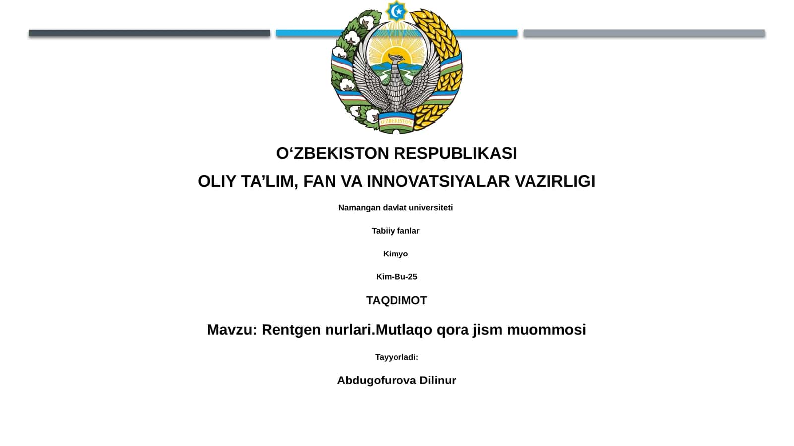Rentgen nurlari.Mutlaqo qora jism muommosi 1