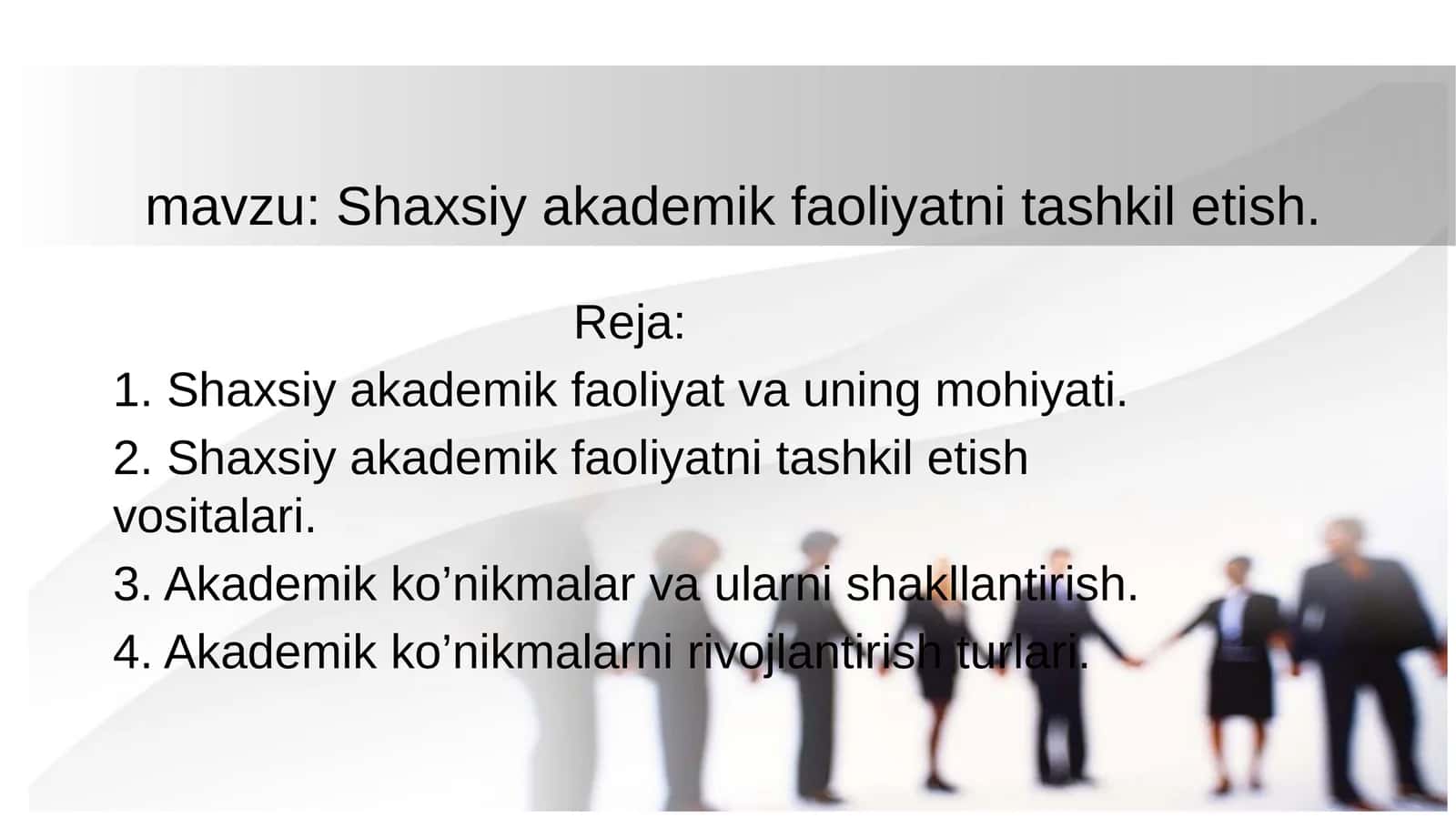 Shaxsiy akademik faoliyatni tashkil etish 1