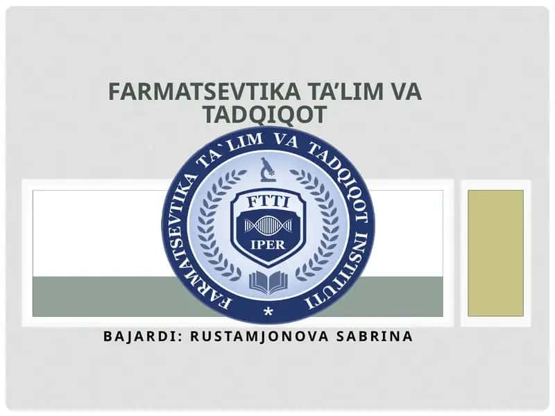 Farmatsevtika Ta’lim va Tadqiqot 1