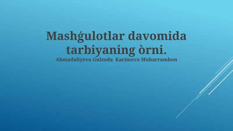 Tarbiyaning Òrni 1