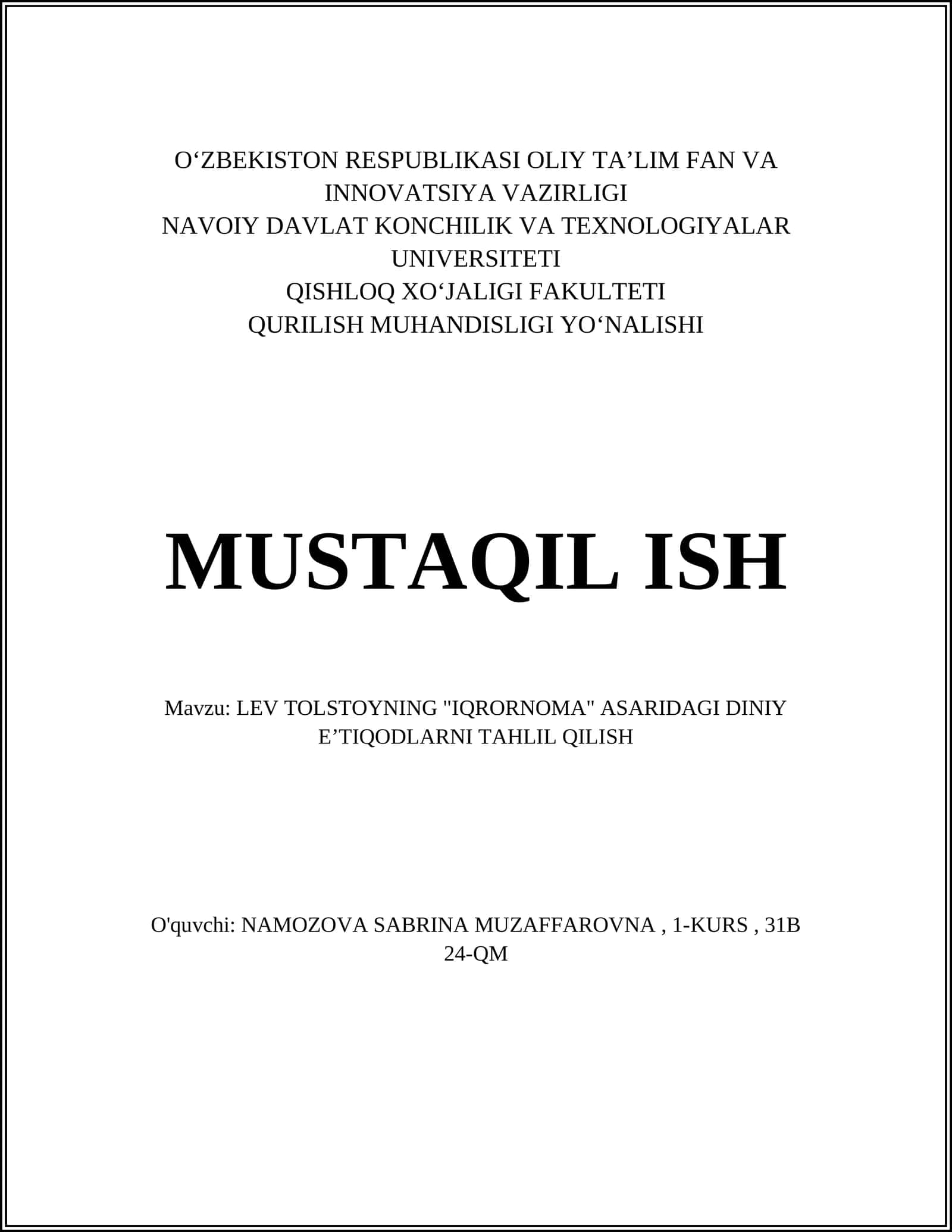 DIN TUSHUNCHASI 1