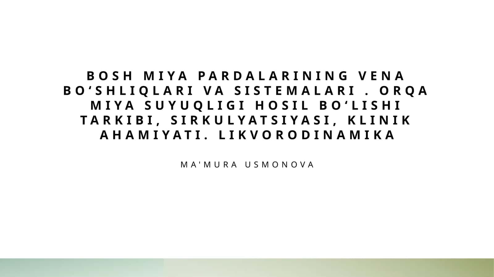 Bosh miya pardalarining vena boʻshliqlari va sistemalari 1