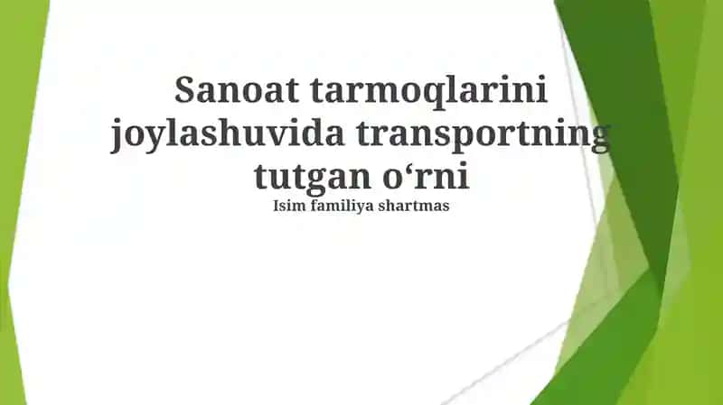Transportning tutgan o‘rni