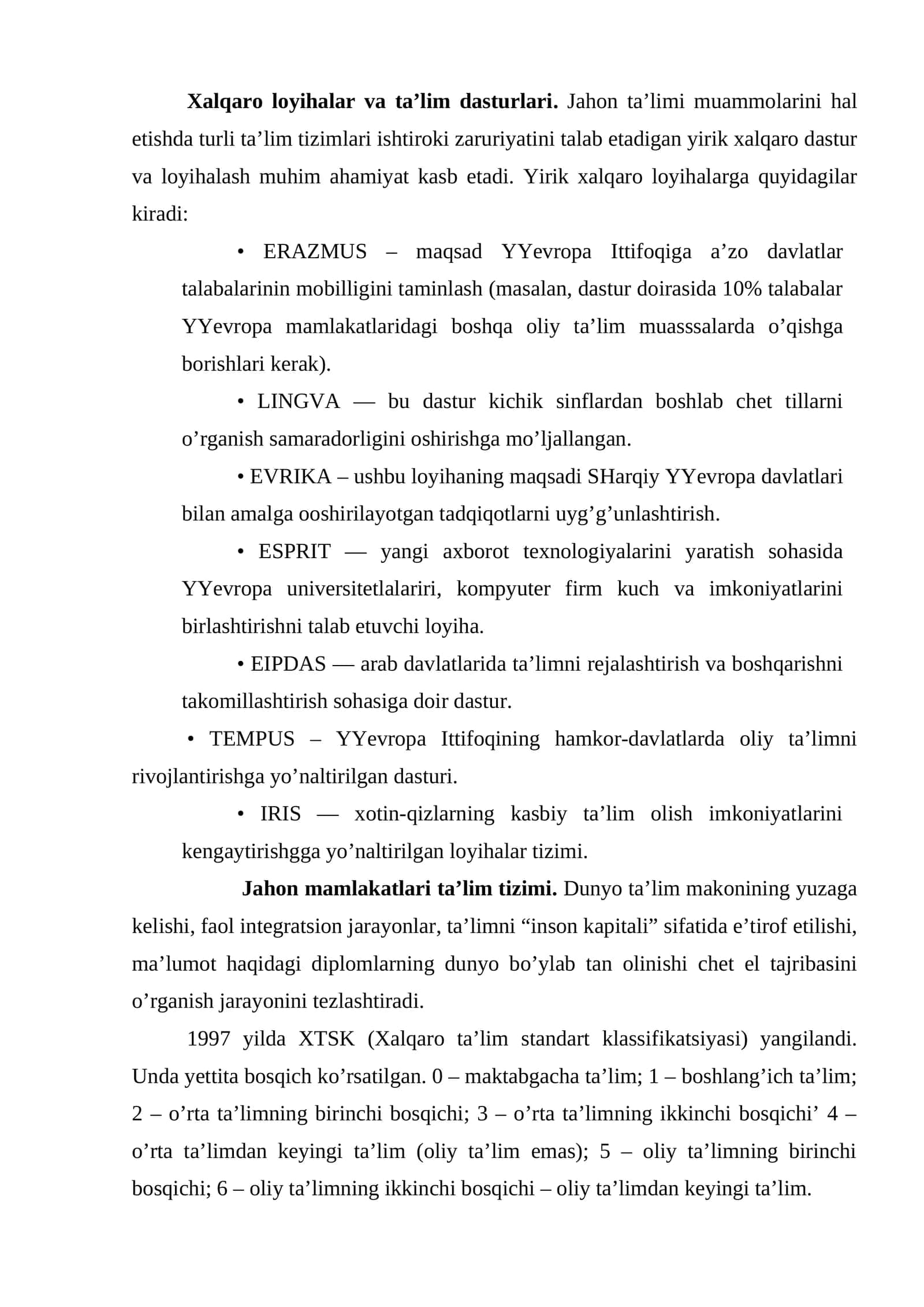 Xalqaro loyihalar va ta'lim dasturlari 1