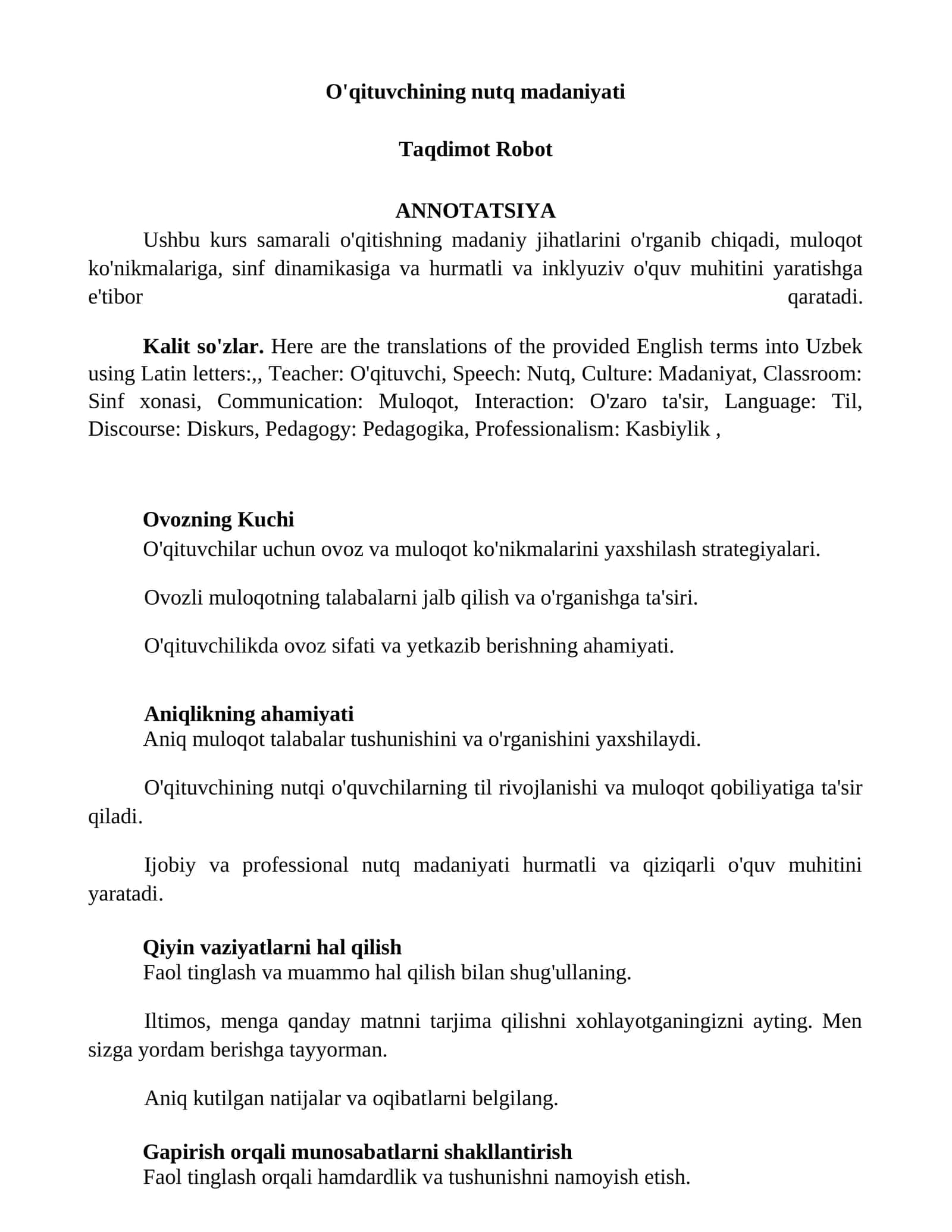 O'qituvchining nutq madaniyati 1