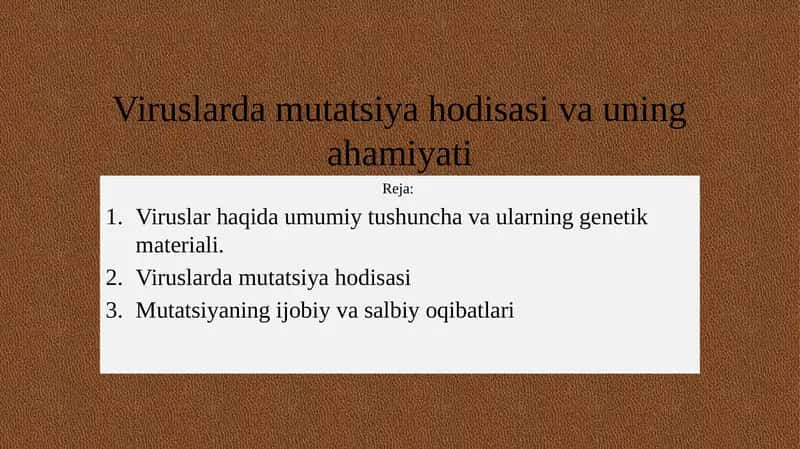 Viruslarda mutatsiya hodisasi va uning ahamiyati 1