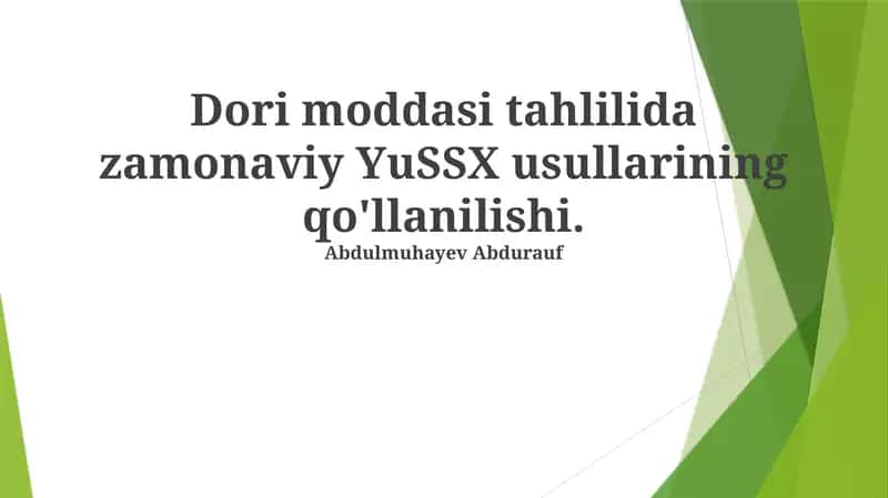 Zamonaviy YuSSX usullari 1