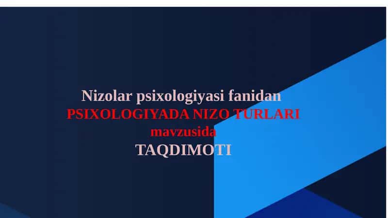 Nizolar psixologiyasi fanidan 1