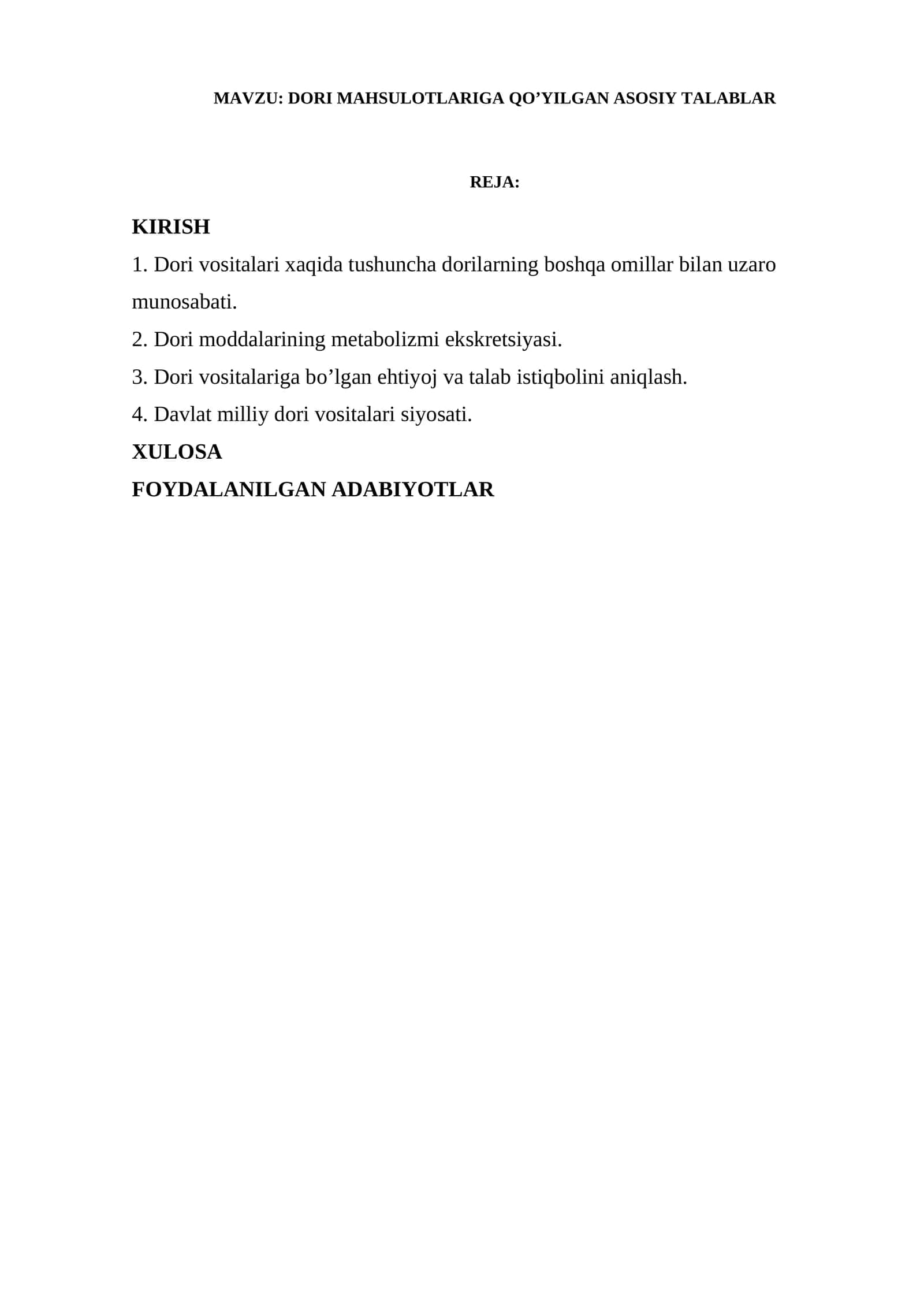 Dori vositalari tarkibi haqida 1