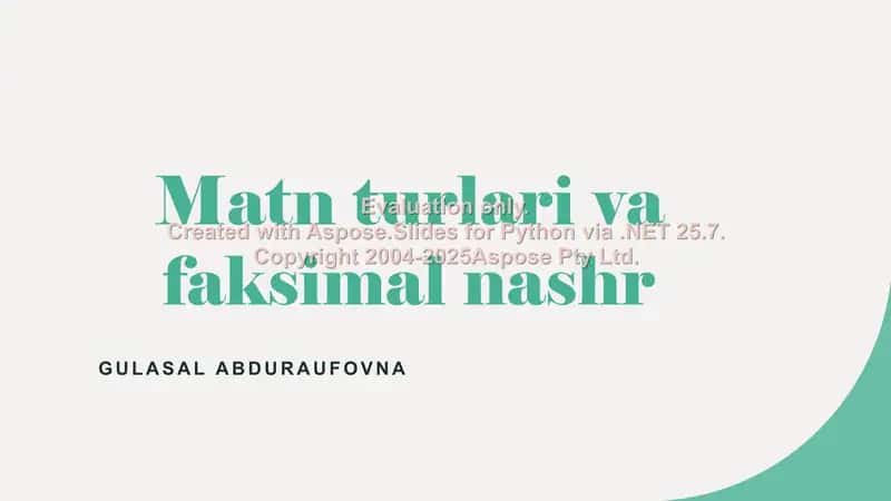 Matn turlari va faksimal nashr 1
