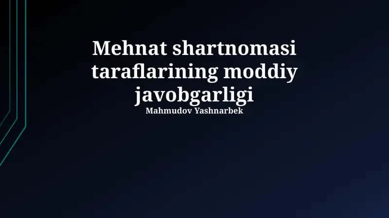 Ichki mehnat nizomlari va moddiy javobgarlik 1