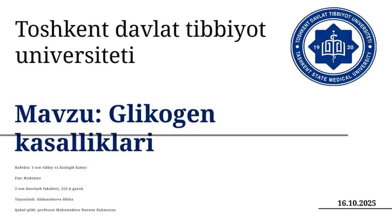 Glikogen kasalliklari 1