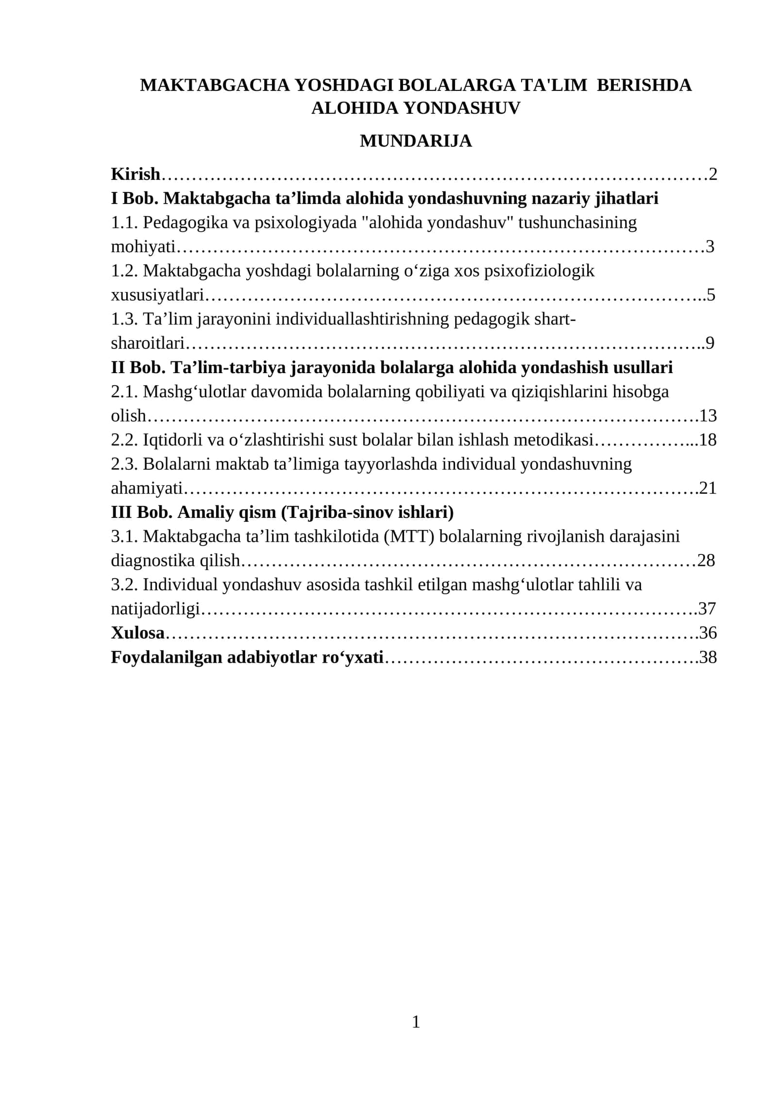 MAKTABGACHA YOSHDAGI BOLALARGA TA'LIM BERISHDA ALOHIDA YONDASHUV 1