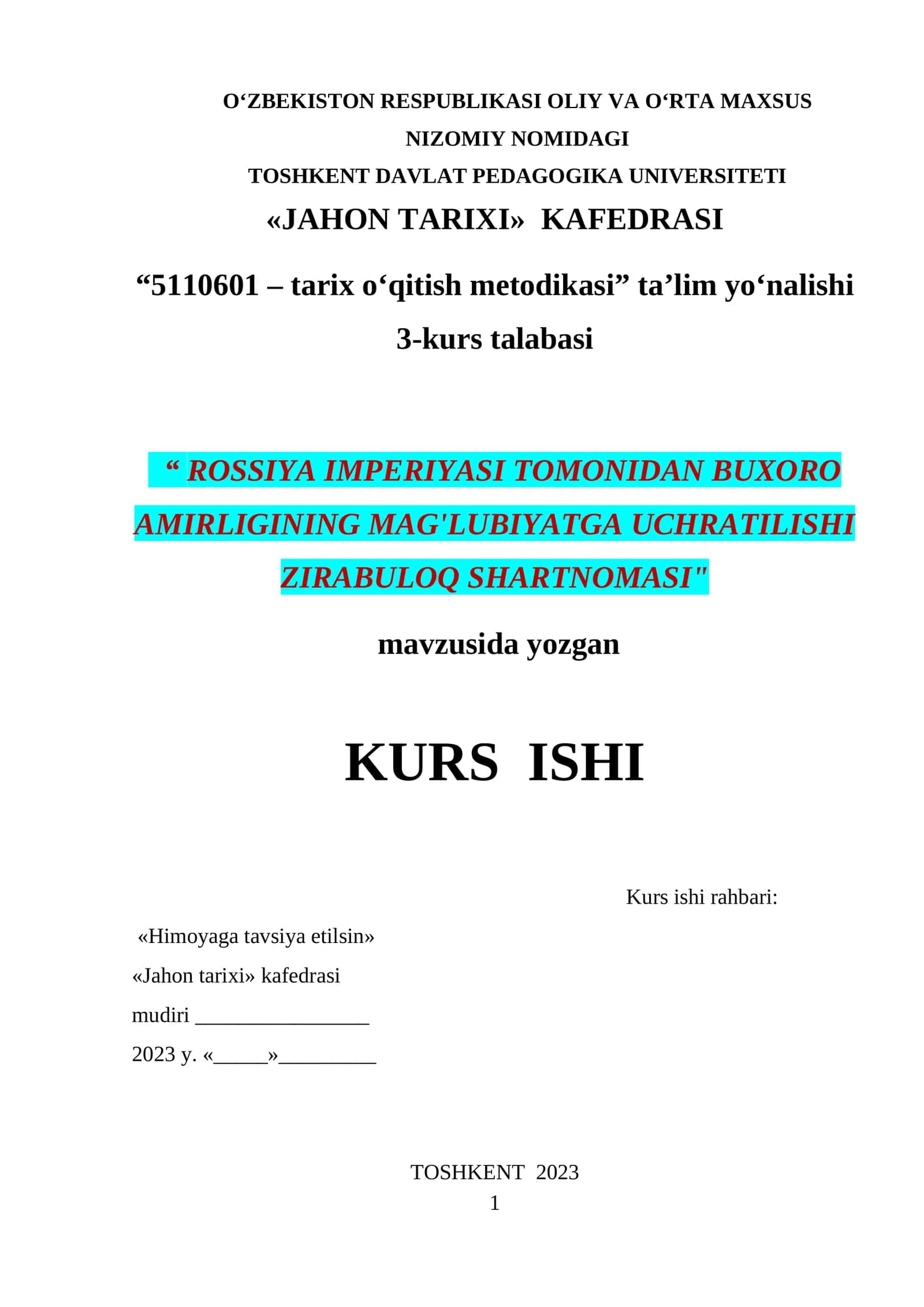 5110601 – tarix о‘qitish metodikasi 1
