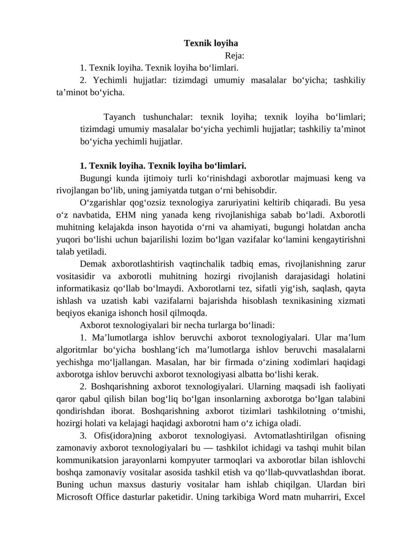 Texnik loyiha 1