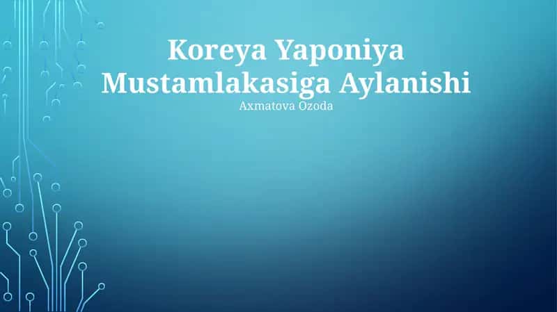 Koreya Yaponiya Mustamlakasiga Aylanishi 1