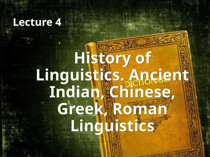 History of Linguistics 1