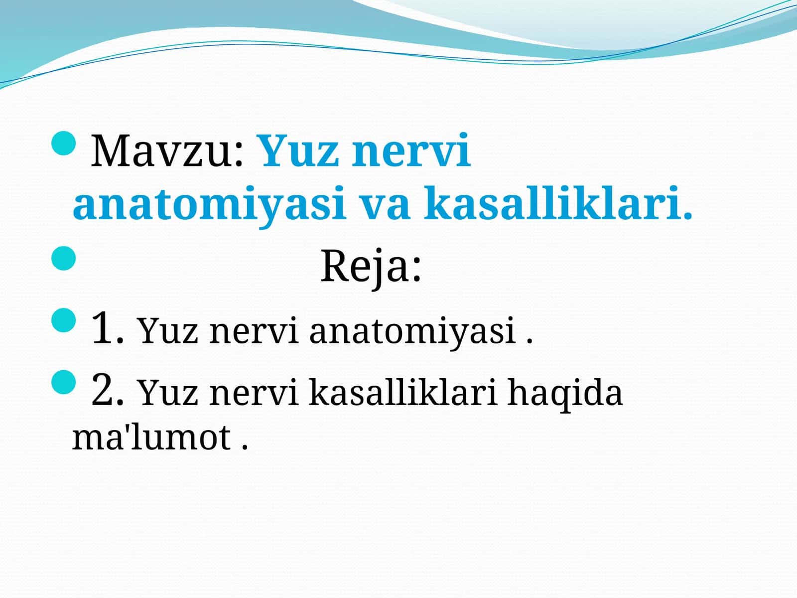 Yuz nervi anatomiyasi va kasalliklari 1