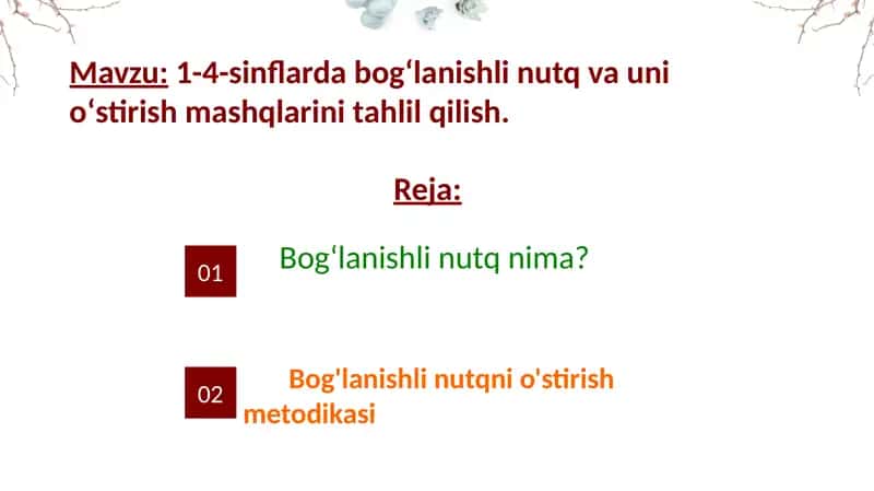 Bog'lanishli Nutqni O'stirish