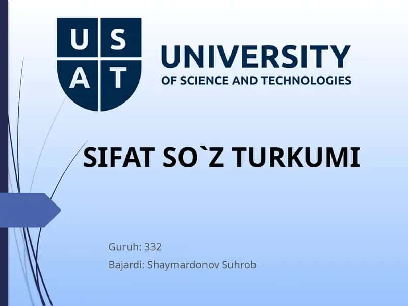 SIFAT SO`Z TURKUMI 1