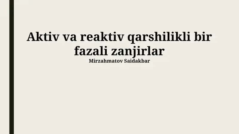 Bir Fazali Zanjirlar 1