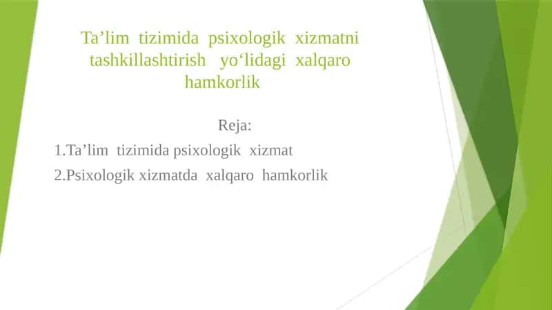 Ta’lim Tizimida Psixologik Xizmat 1