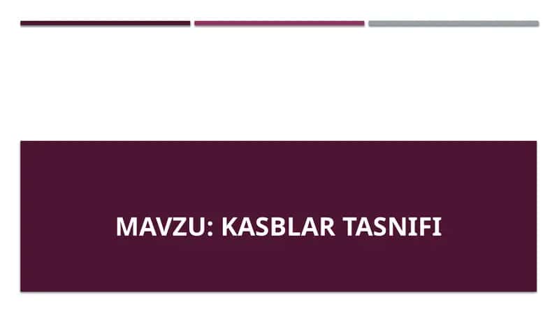 kasblar Tasnifi 1