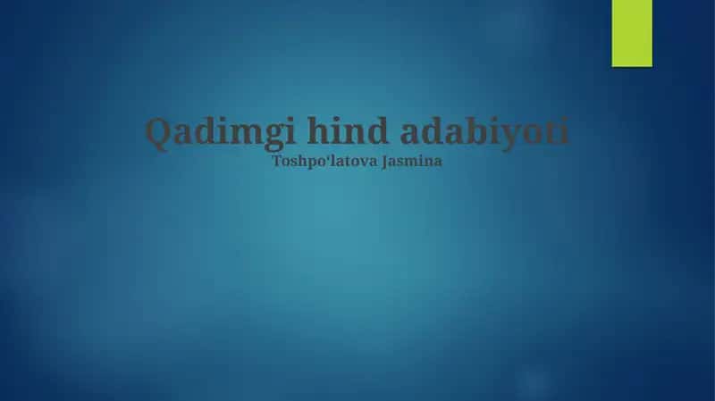 Qadimgi hind adabiyoti 1
