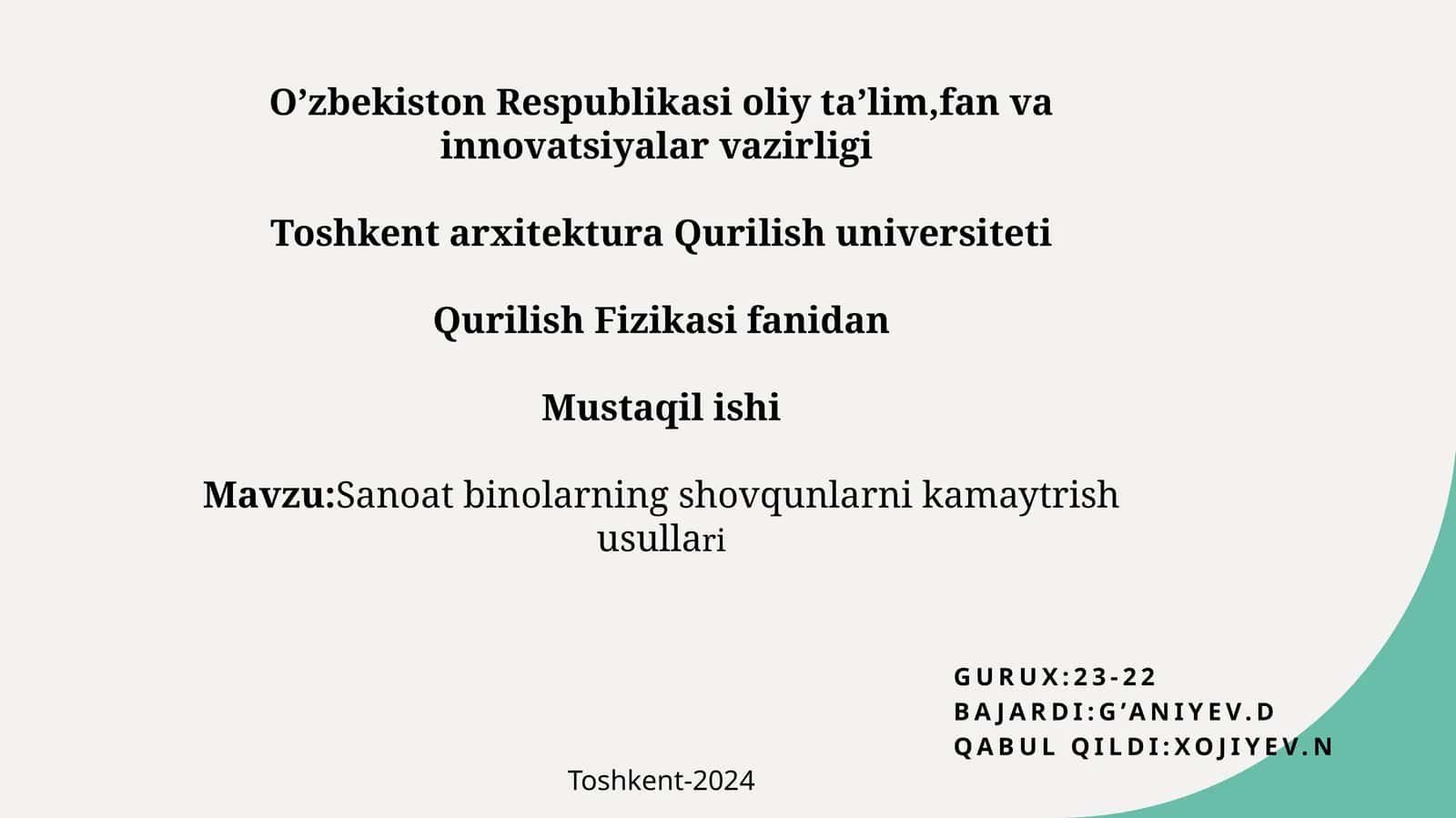 Sanoat binolarning shovqunlarni kamaytirish usullari 1