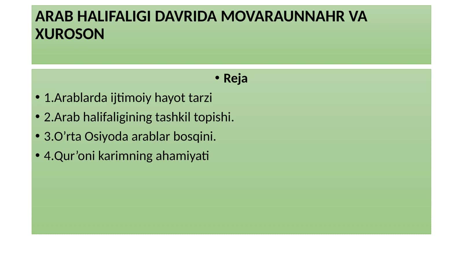 ARAB HALIFALIGI DAVRIDA MOVARAUNNAHR VA XUROSON 1