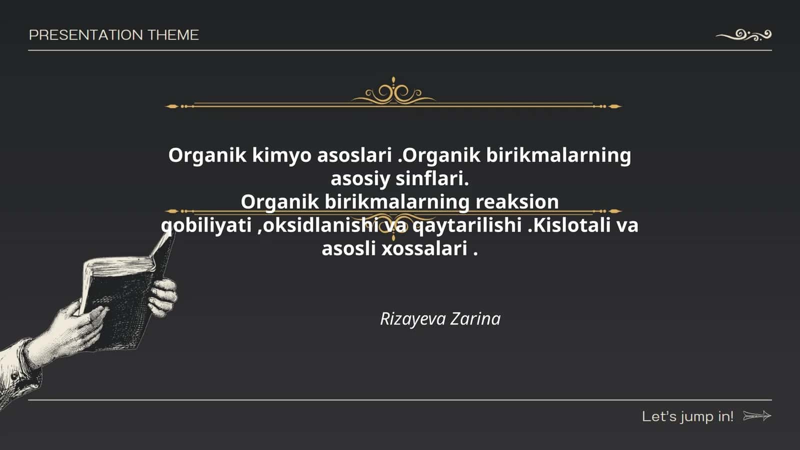Organik kimyo asoslari.Organik birikmalarning asosiy sinflari 1