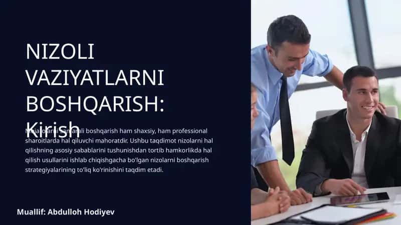 NIZOLI VAZIYATLARNI BOSHQARISH: Kirish 1