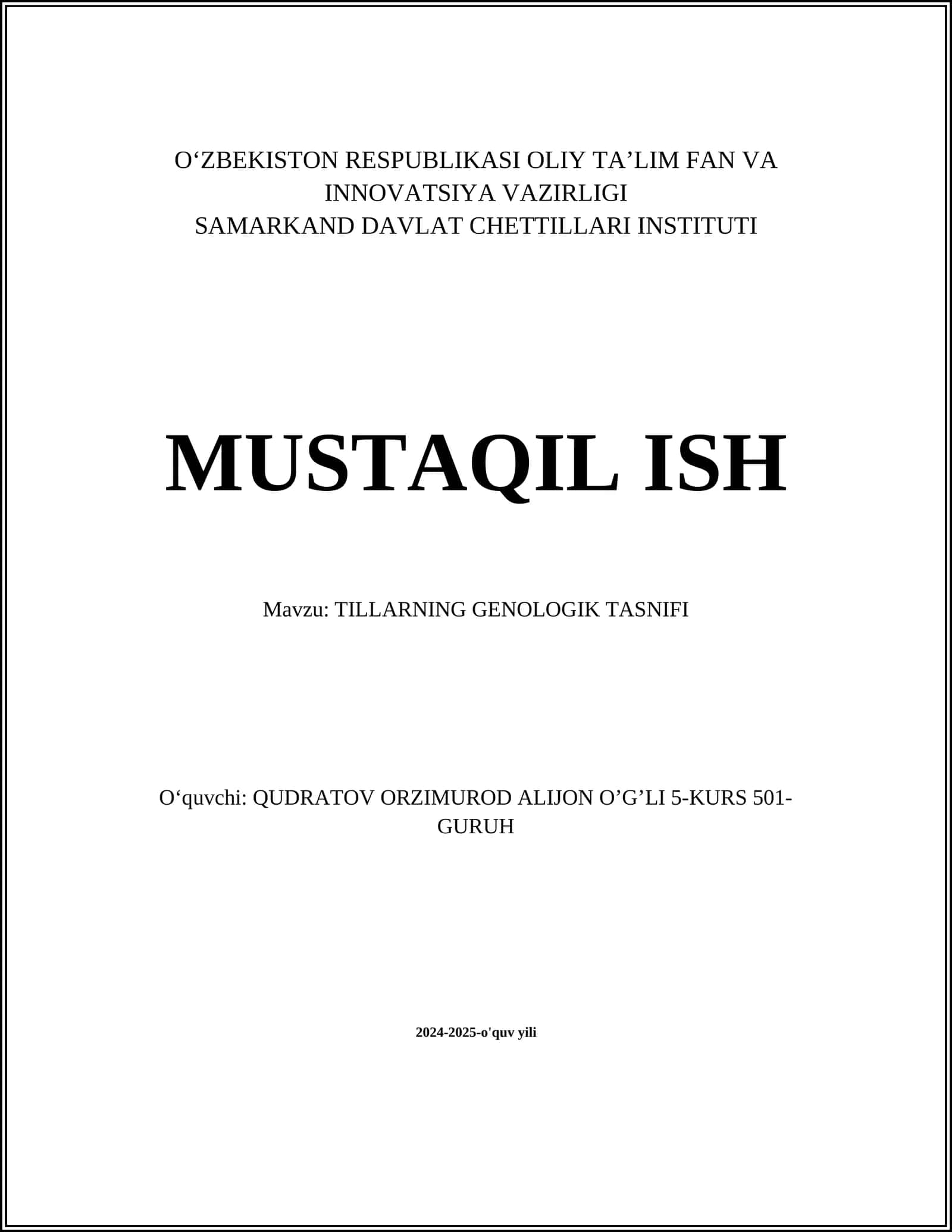 Genealogik tasnif 1