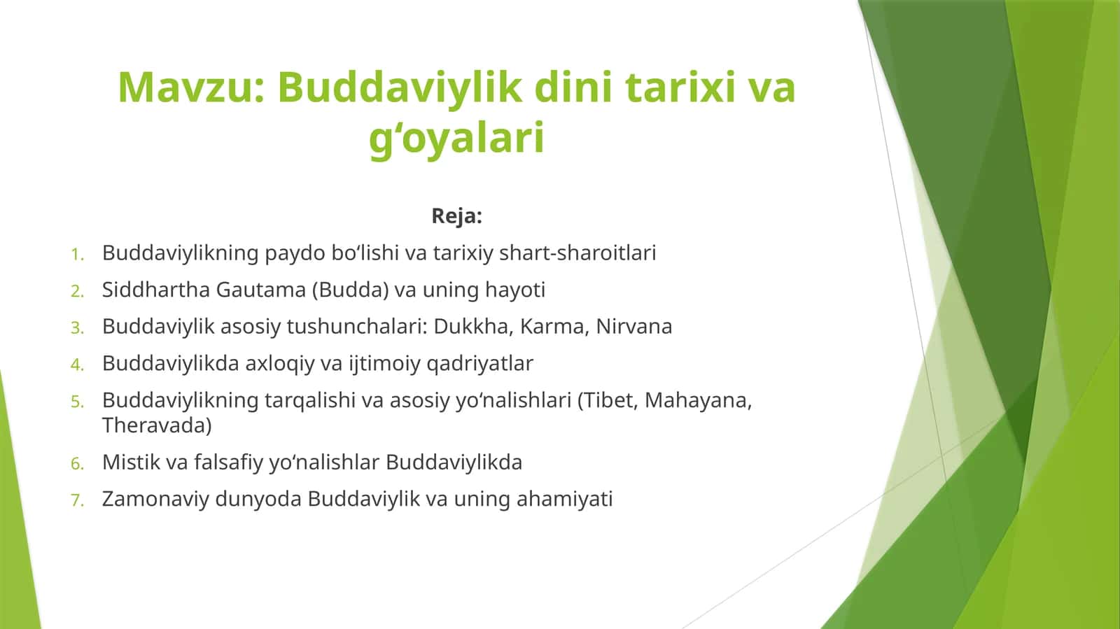 Buddaviylik dini tarixi va g‘oyalari 1