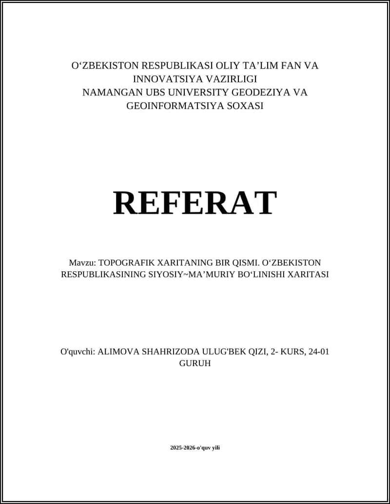 Topografik xaritaning bir qismi 1