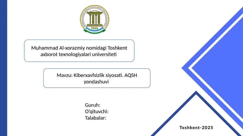 Kiberxavfsizlik siyosati. AQSH yondashuvi 1