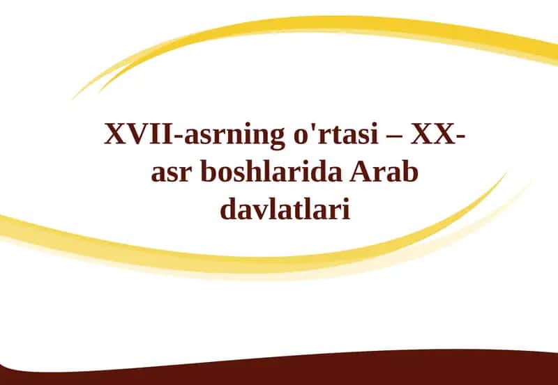 Arap Dünya Siyasi Durumu 1