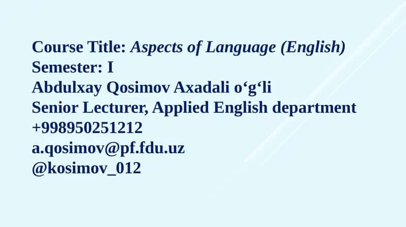 Aspects of Language (English) 1