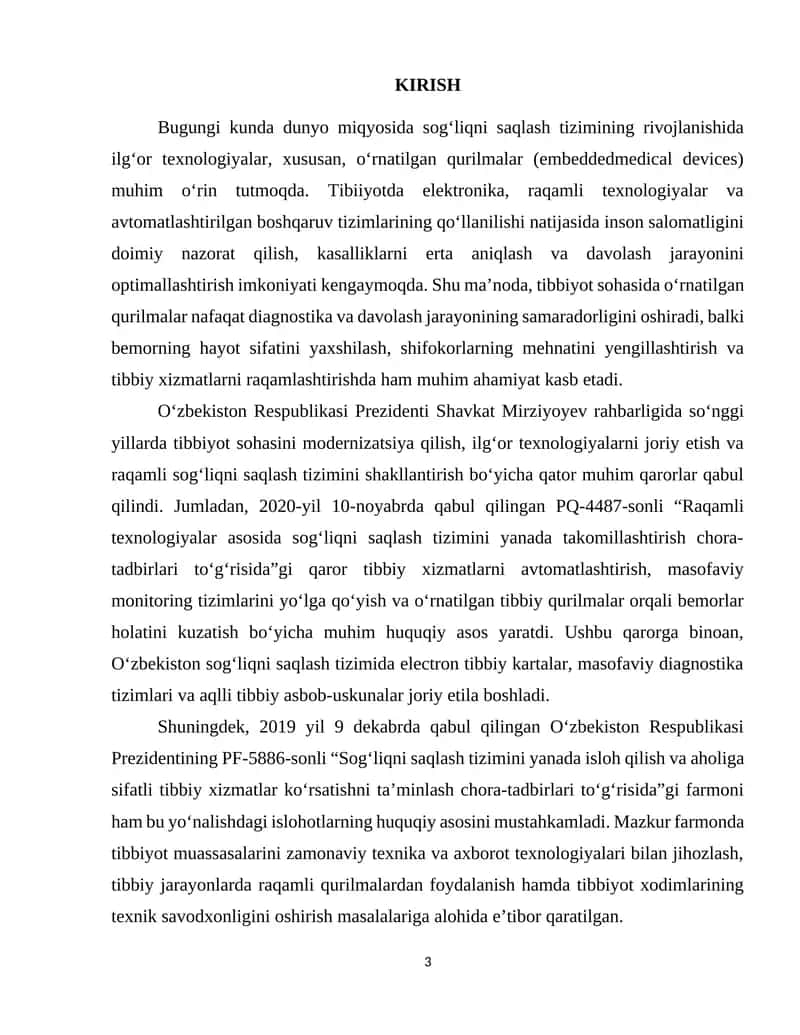 TIBBIYOT SOHASIDA O‘RNATILGAN QURILMALAR VA ULARNING AHAMIYATI 1